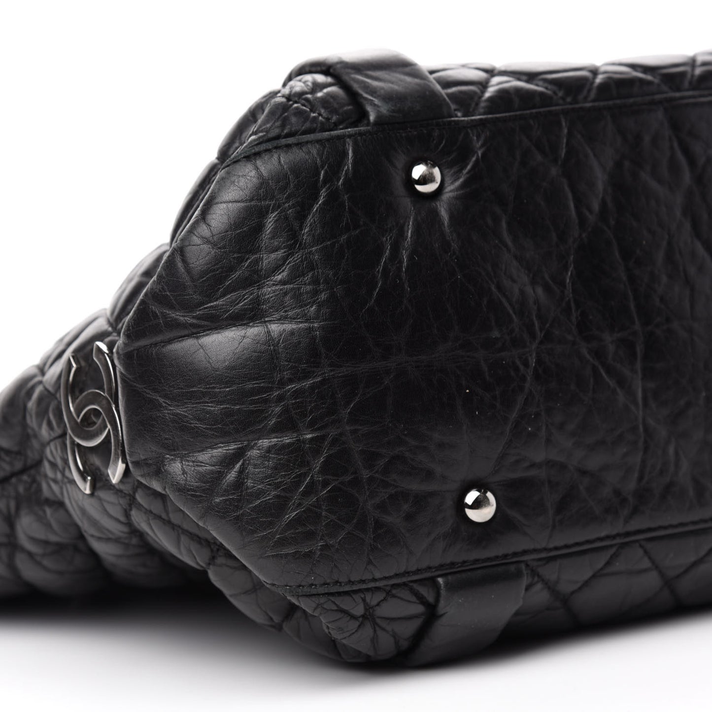 Distressed Lambskin Vintage Ligne Lady Braid Tote Black