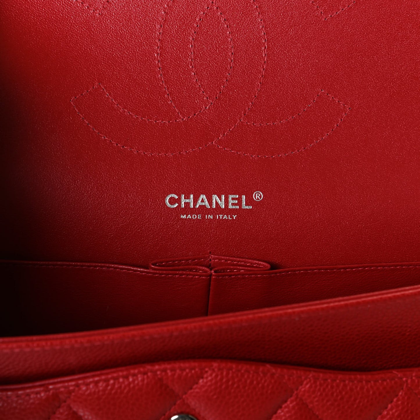 Caviar Quilted Jumbo Double Flap Red