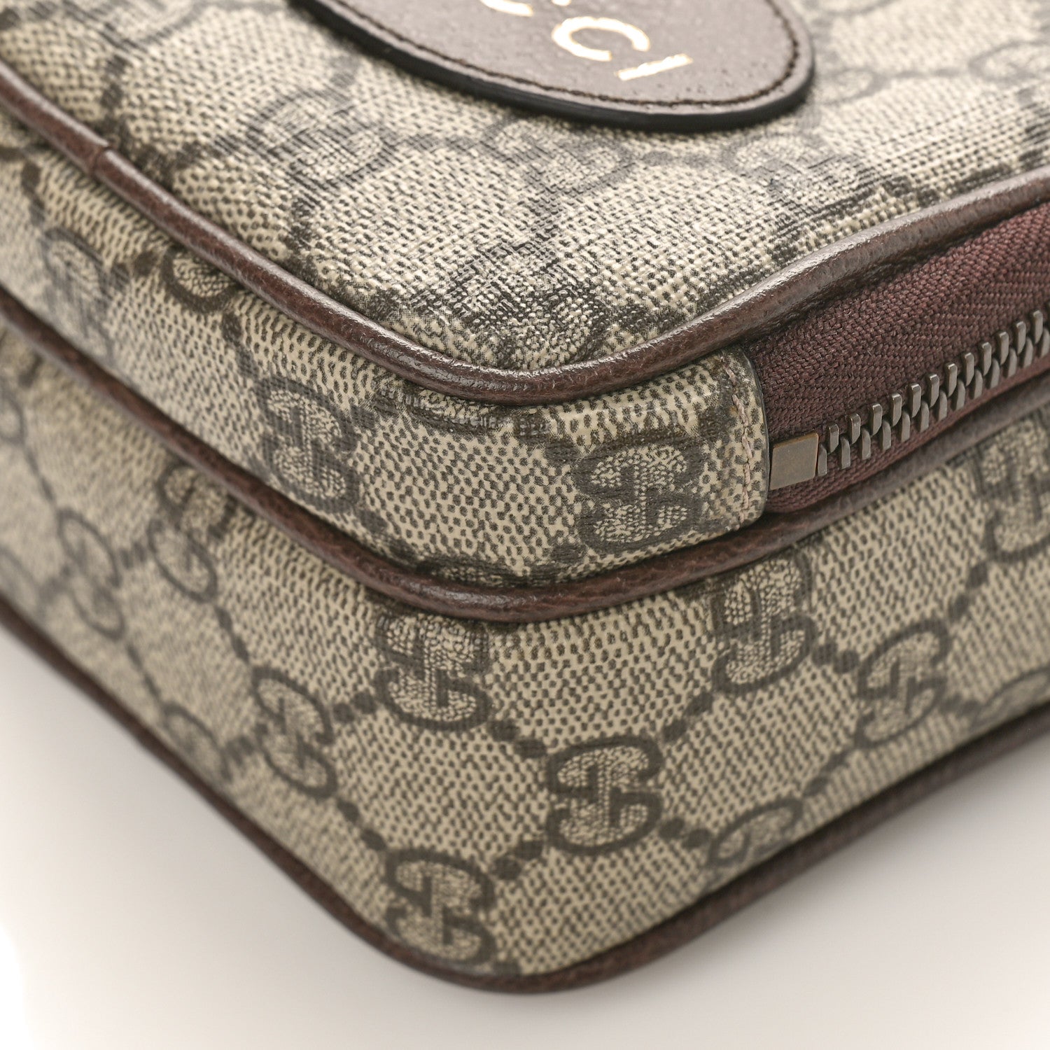Gucci GG Supreme Monogram Mini Neo Vintage Double Zip Messenger Bag Beige New Acero Crop 9 of 9