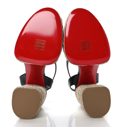 Christian Louboutin Calfskin Mariza Espadrille 130 Sandals 40 Black Naturel 5 of 7
