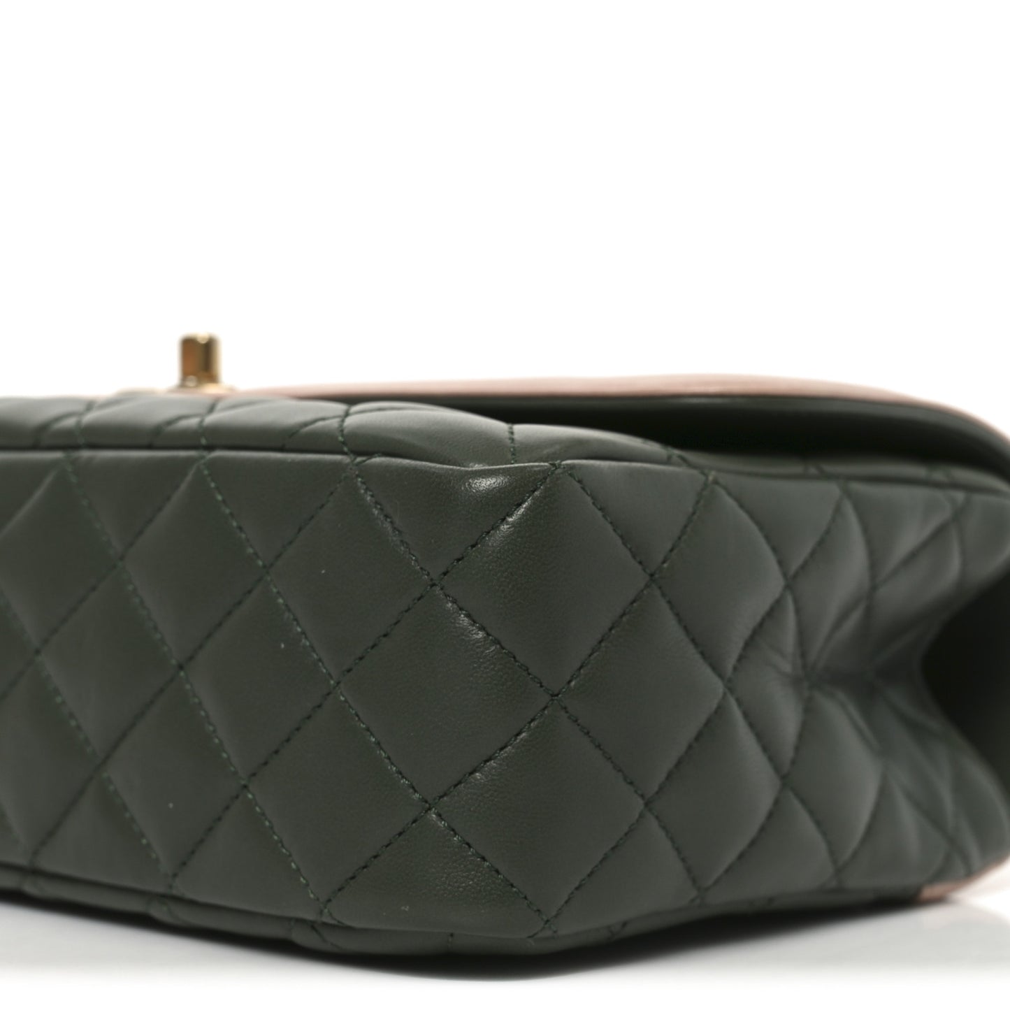 Lambskin Quilted Medium Bi-Color Flap Green Pink
