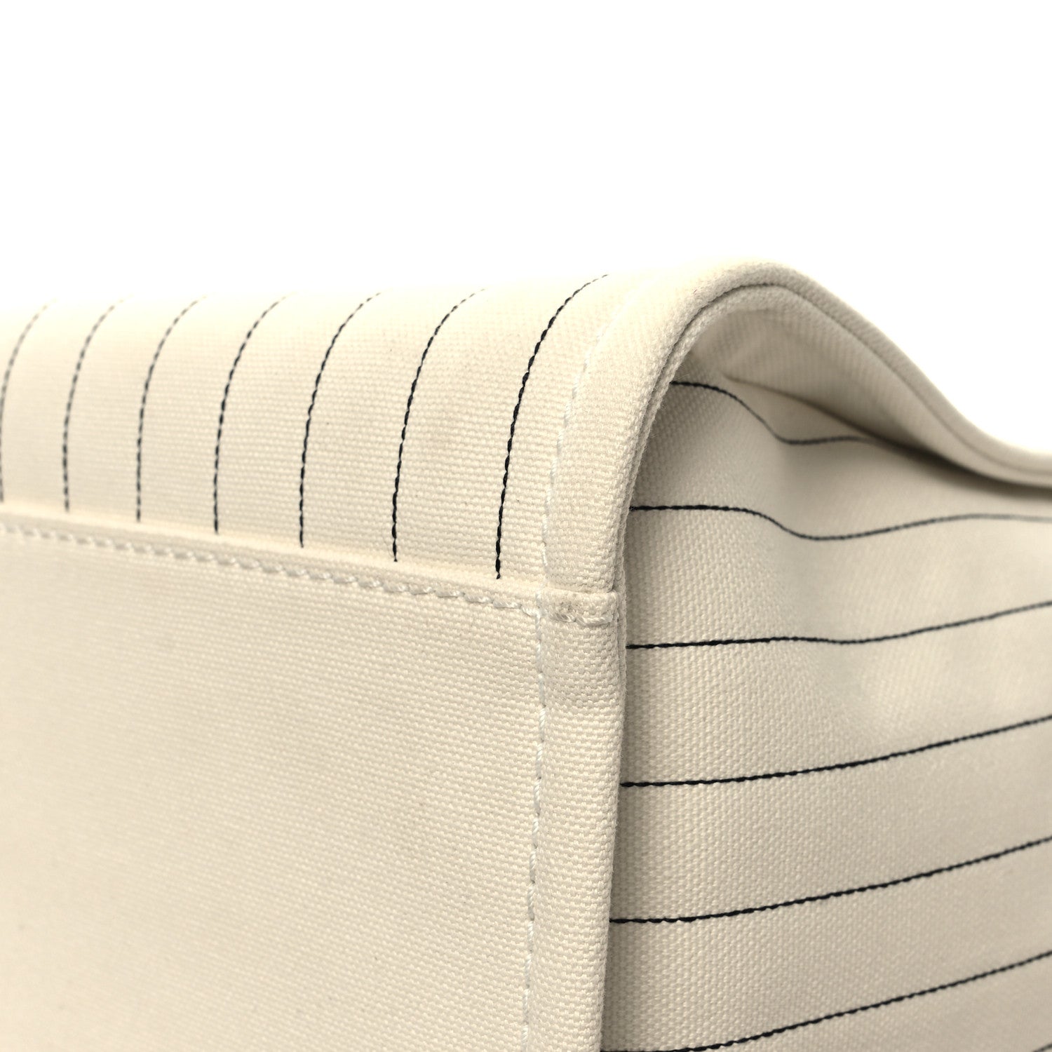Chanel Canvas Calfskin Striped Medium Deauville Tote White Black 14 of 14