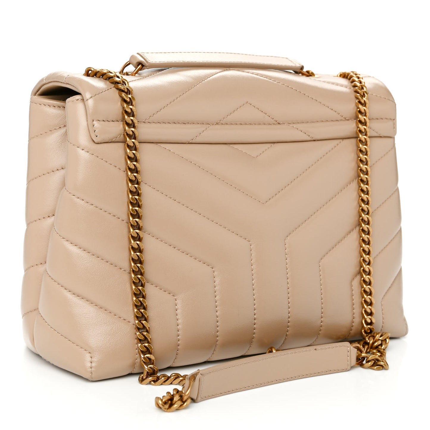 Calfskin Y Quilted Monogram Small Loulou Chain Satchel Dark Beige