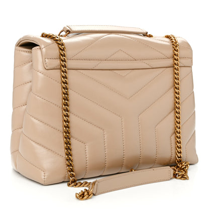 Saint Laurent Calfskin Y Quilted Monogram Small Loulou Chain Satchel Dark Beige 3 of 10