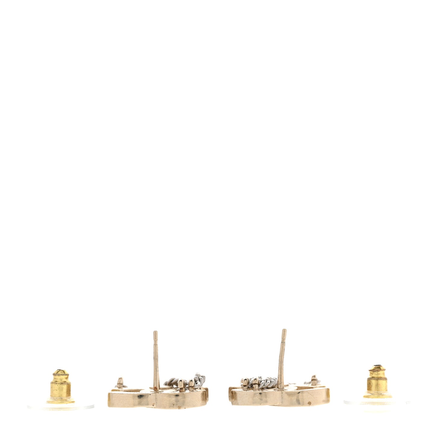 Crystal Chain CC Earrings Gold