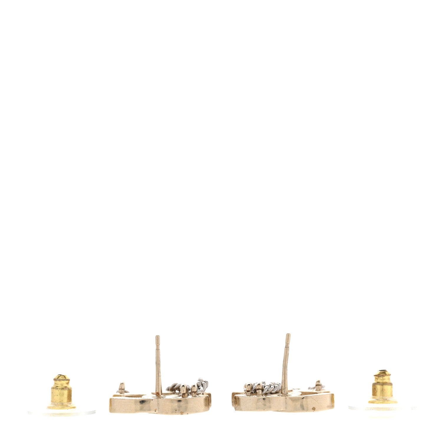 Chanel Crystal Chain CC Earrings Gold 3 of 4