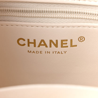 Chanel Shiny Aged Calfskin Quilted Nano Kelly Shopper White 6 of 10