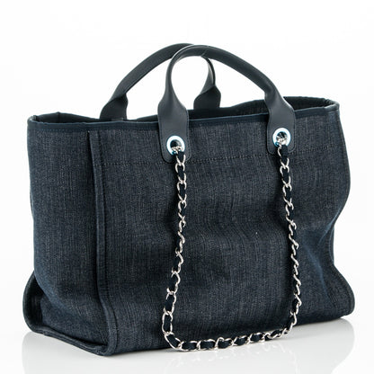 Chanel Canvas Large Deauville Tote Dark Blue 3 of 7