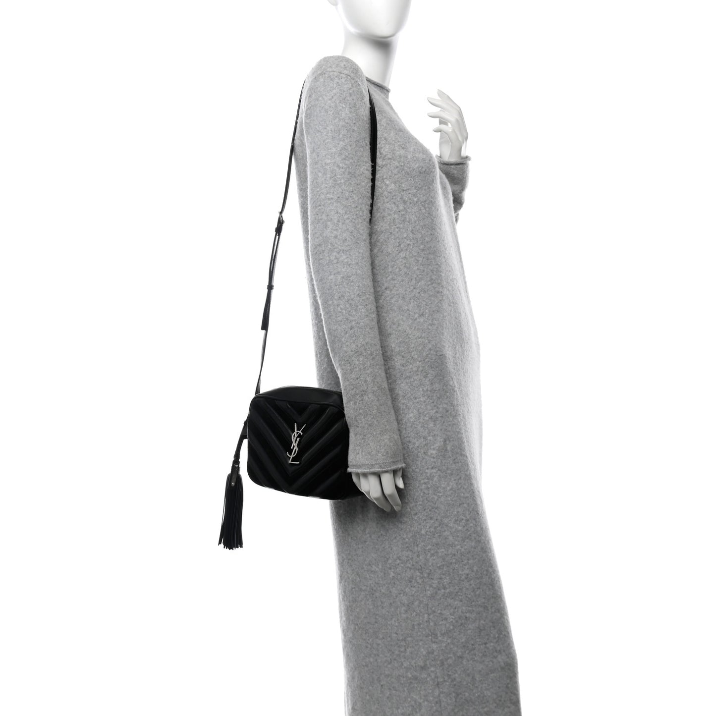 Calfskin Suede Matelasse Monogram Lou Camera Bag Black