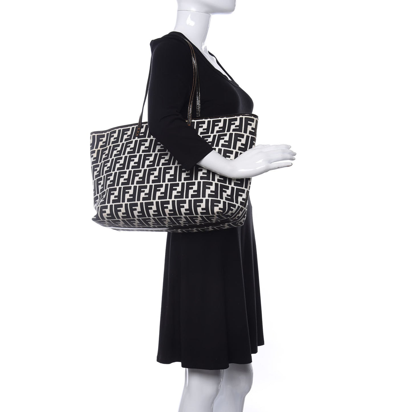 Canvas FF Roll Tote Black White