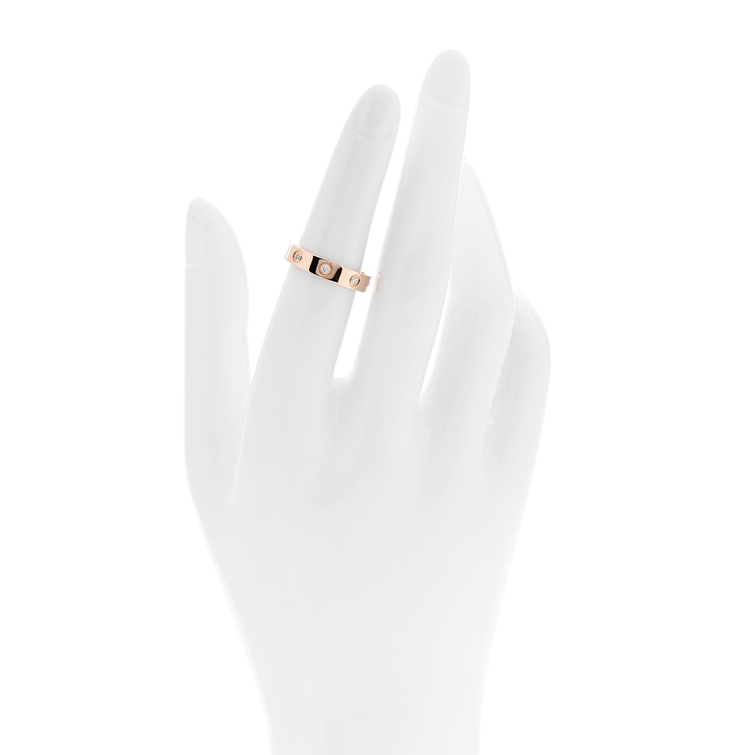 Cartier 18K Pink Gold 8 Diamond 4mm LOVE Wedding Band Ring 51 5.75 2 of 4