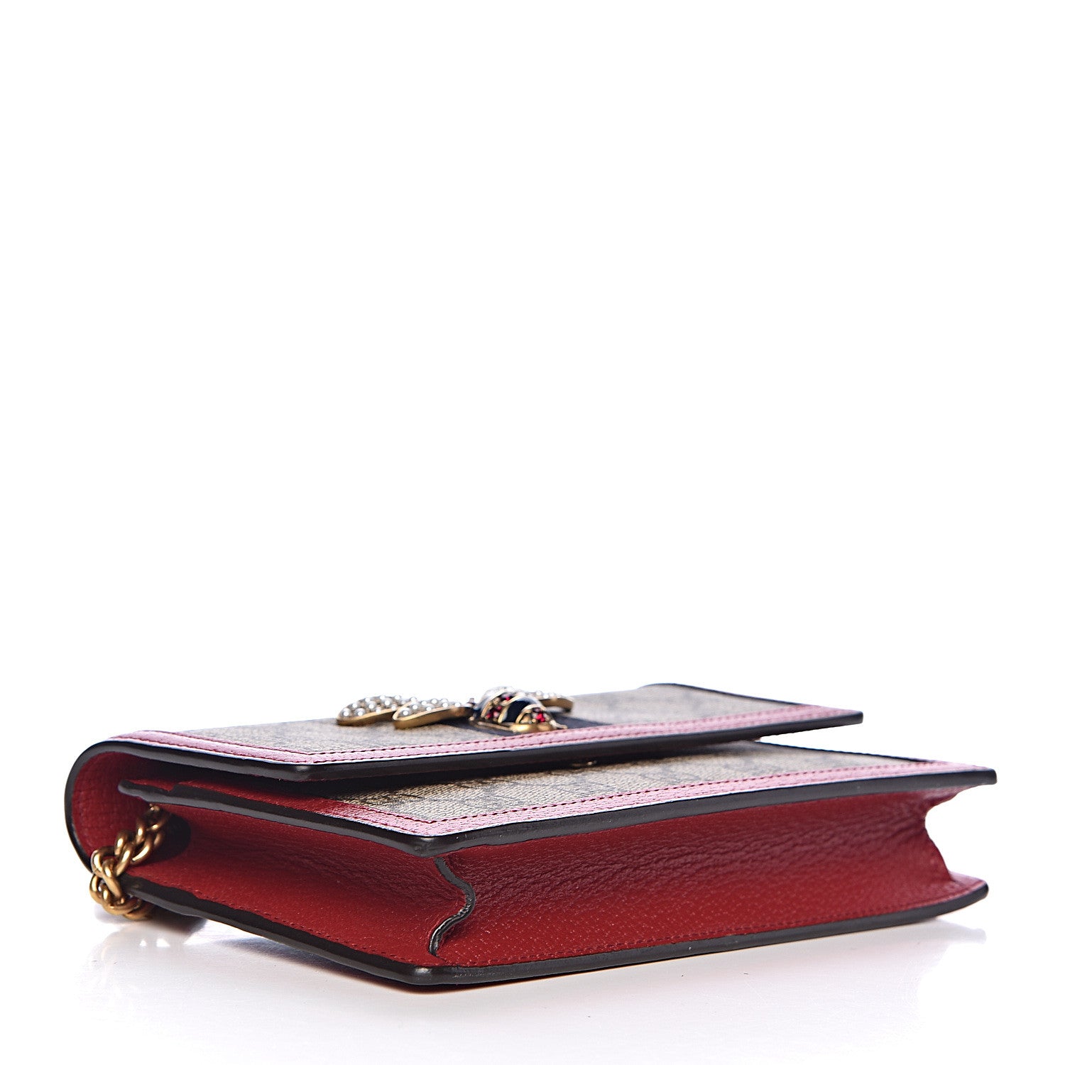 Gucci GG Supreme Monogram Web Queen Margaret Chain Wallet Red 4 of 11