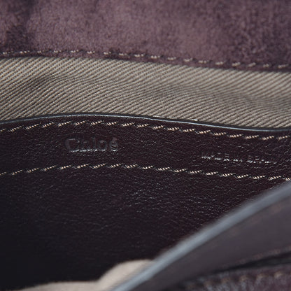 Chloe Suede Calfskin Braided Mini Marcie Round Crossbody Bag Carbon Brown 6 of 8