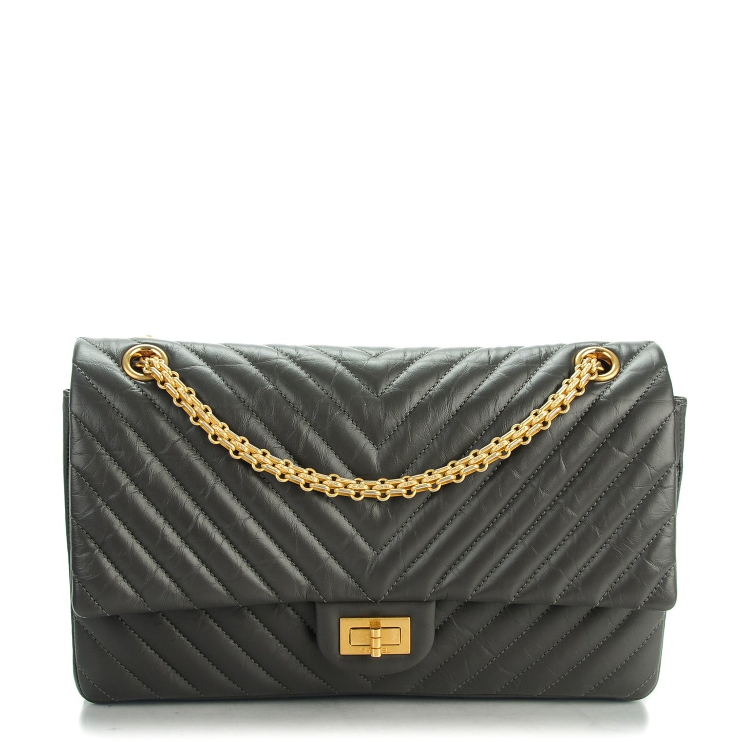Aged Calfskin Chevron 2.55 Reissue 226 Dark Grey