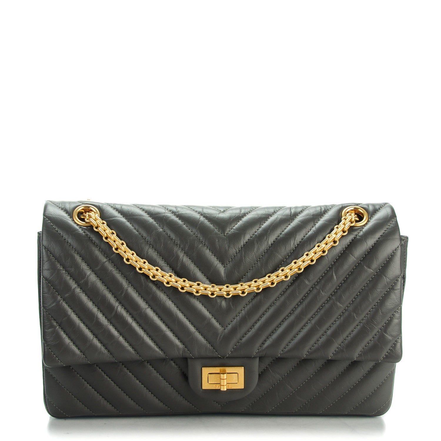 Chanel Aged Calfskin Chevron 2.55 Reissue 226 Dark Grey 1 of 8
