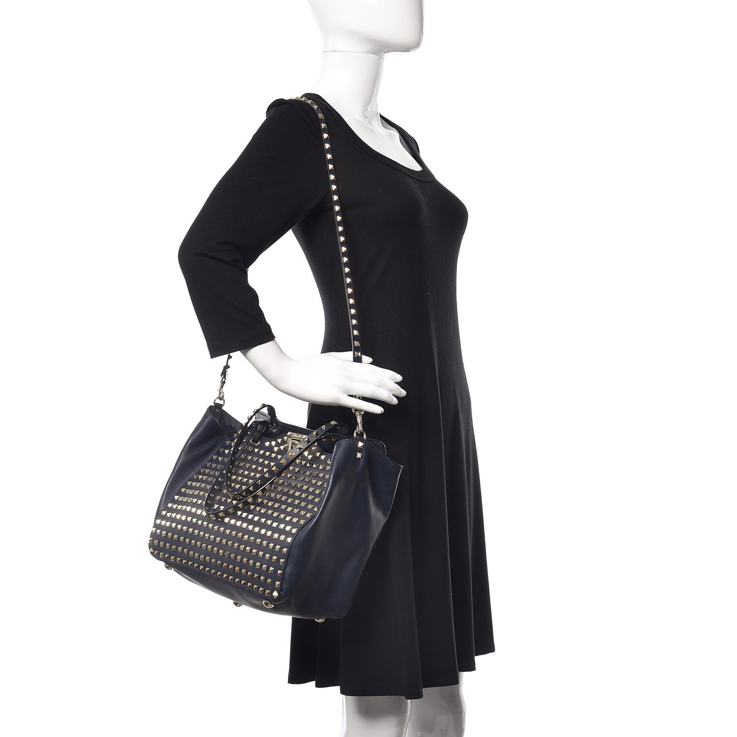 Vitello Medium Rockstud All Over Tote Marine