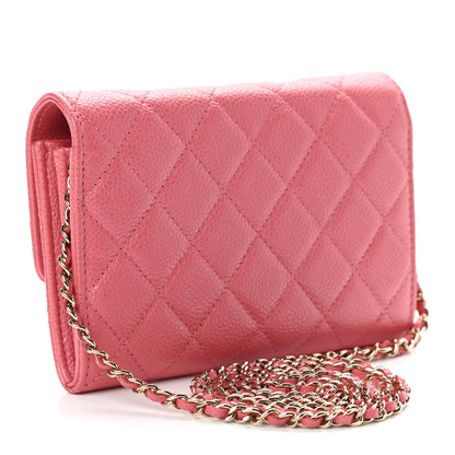 Chanel Iridescent Caviar Quilted Flap Mini Wallet On Chain WOC Pink 3 of 10