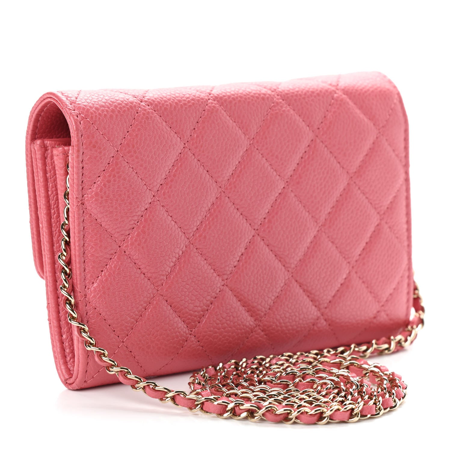 Chanel Iridescent Caviar Quilted Flap Mini Wallet On Chain WOC Pink 3 of 10