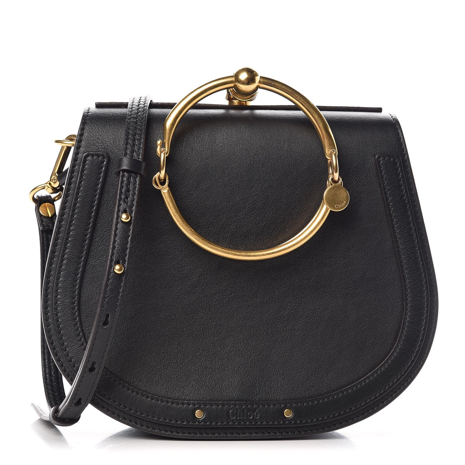 Chloe Calfskin Suede Medium Nile Bracelet Bag Black 1 of 10