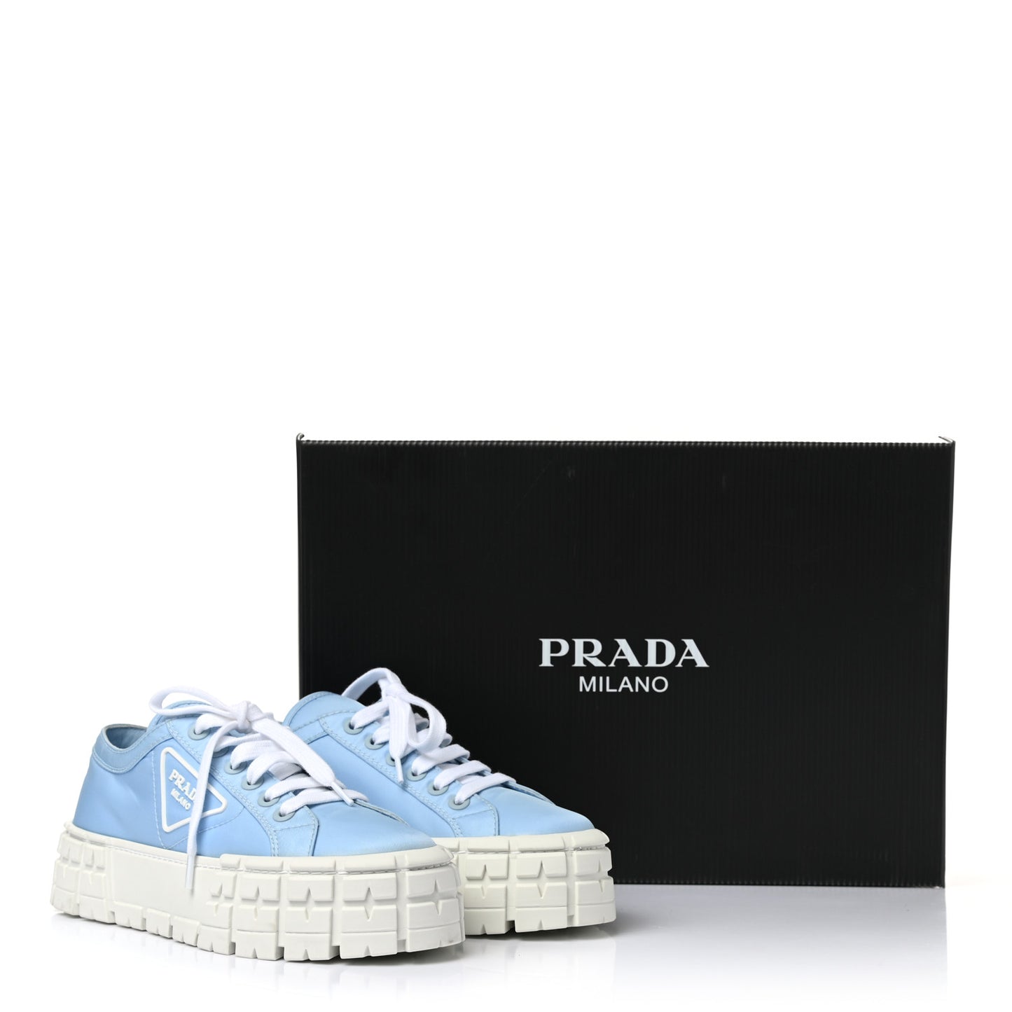 Re-Nylon Gabardine Triangle Logo Double Wheel 50mm Sneakers 40 Cielo