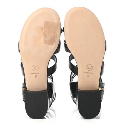 Chanel Calfskin Gladiator Sandals 38 Black 5 of 10