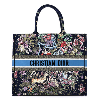 Christian Dior Canvas Embroidered Large D-Constellation Book Tote Blue Multicolor 1 of 9