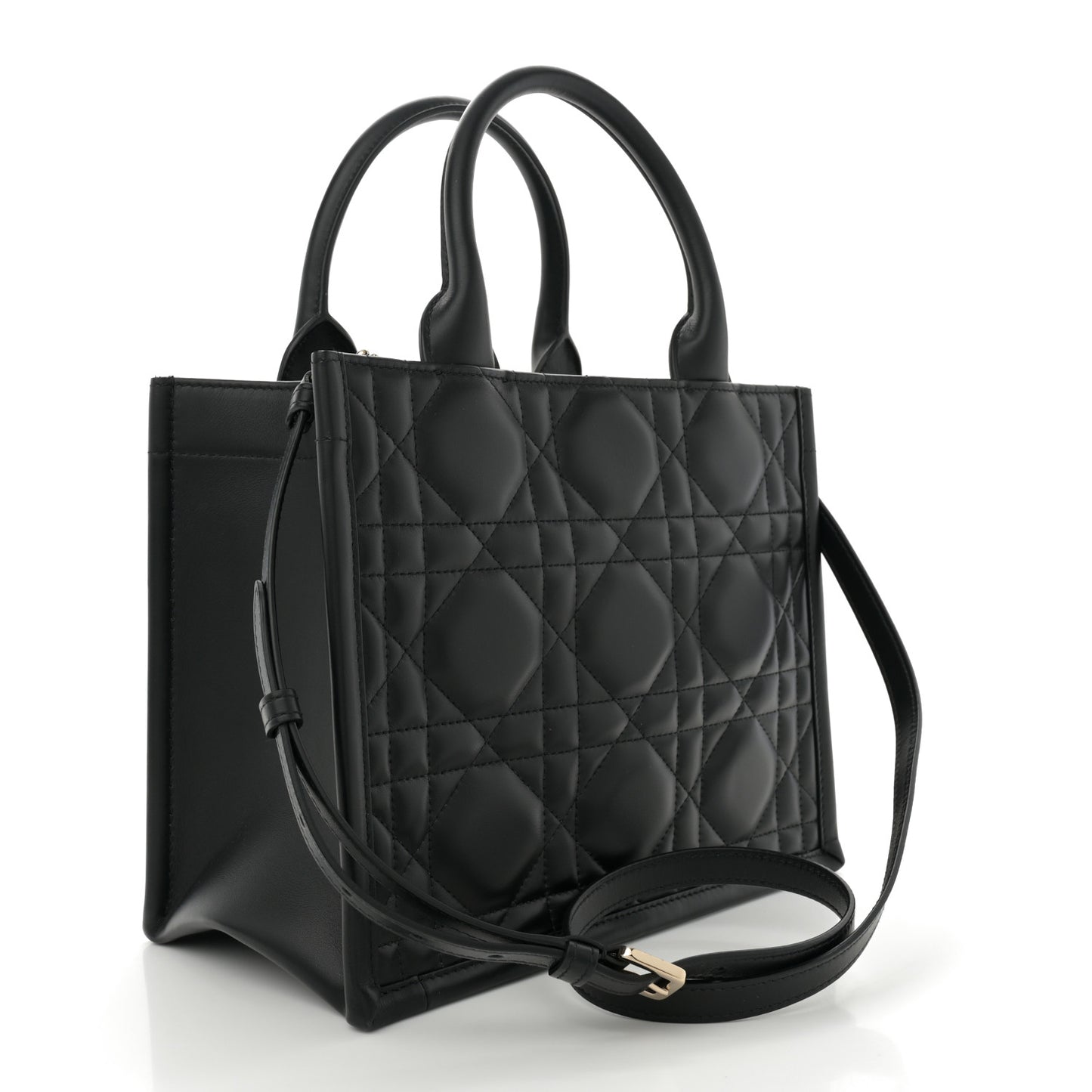 Calfskin Macro Cannage Small Book Tote  Black