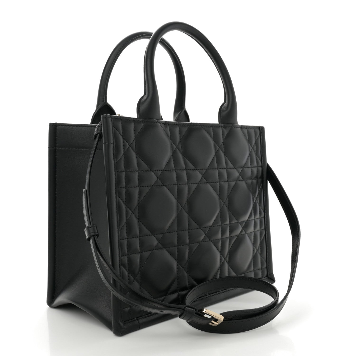 Christian Dior Calfskin Macro Cannage Small Book Tote  Black 2 of 10