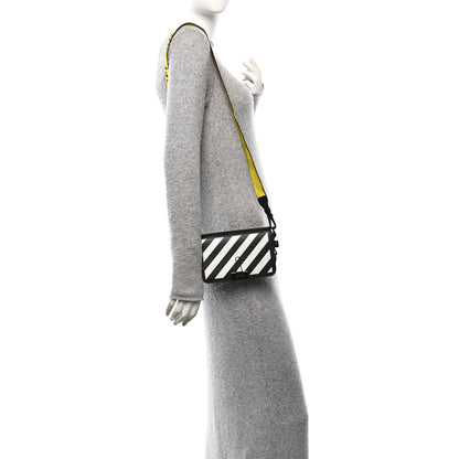 Off-White Saffiano Striped Mini Diag Binder Clip Bag Black White Yellow 2 of 9
