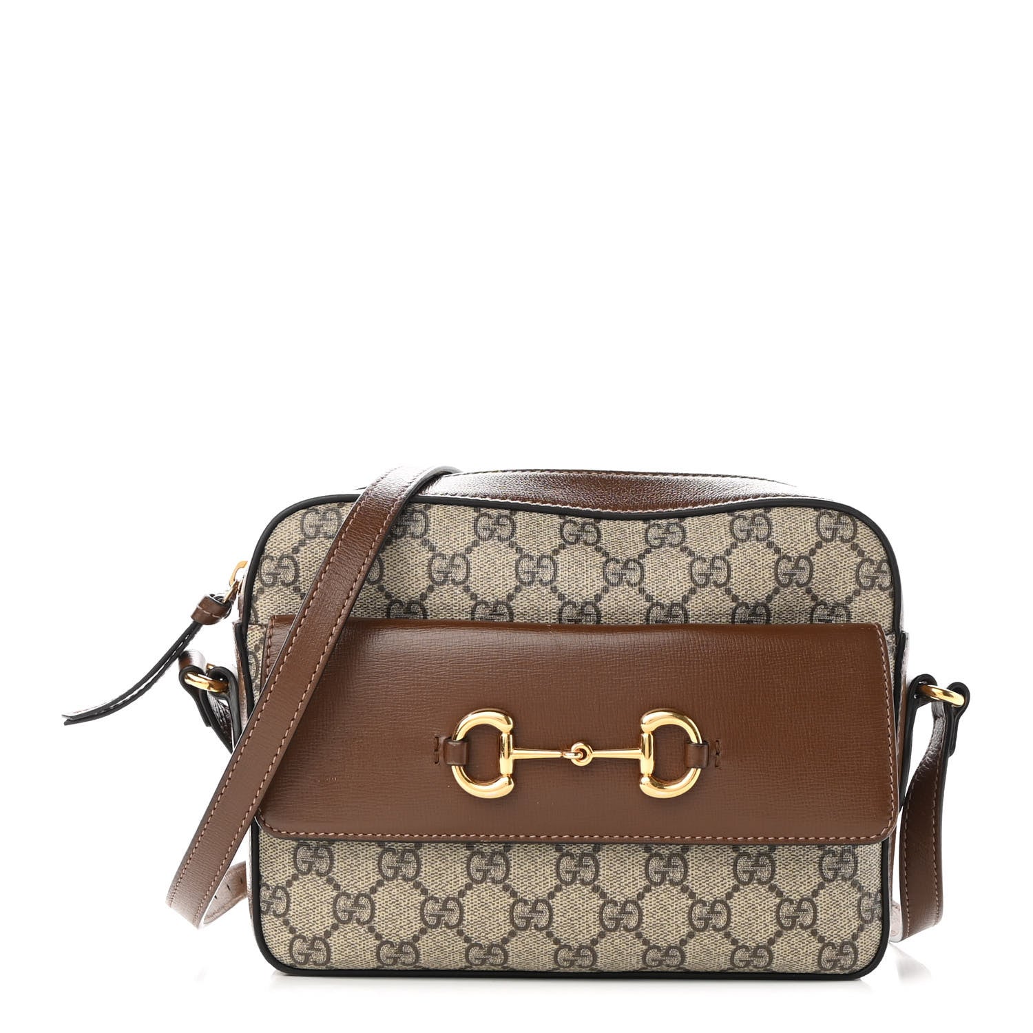 Gucci GG Supreme Monogram Small Horsebit 1955 Shoulder Bag Beige Brown Sugar 1 of 10