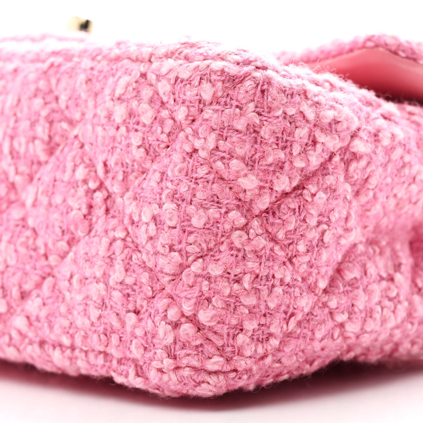 Tweed Quilted Mini Rectangular Flap Pink