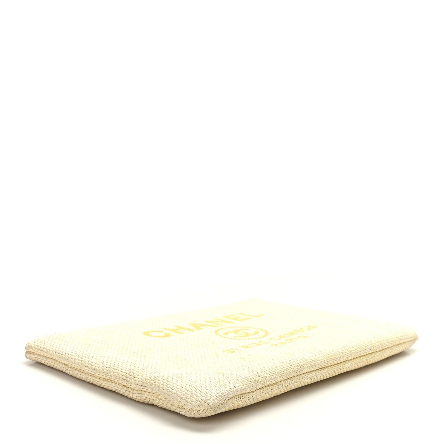 Woven Straw Raffia Large Deauville Pouch Light Yellow