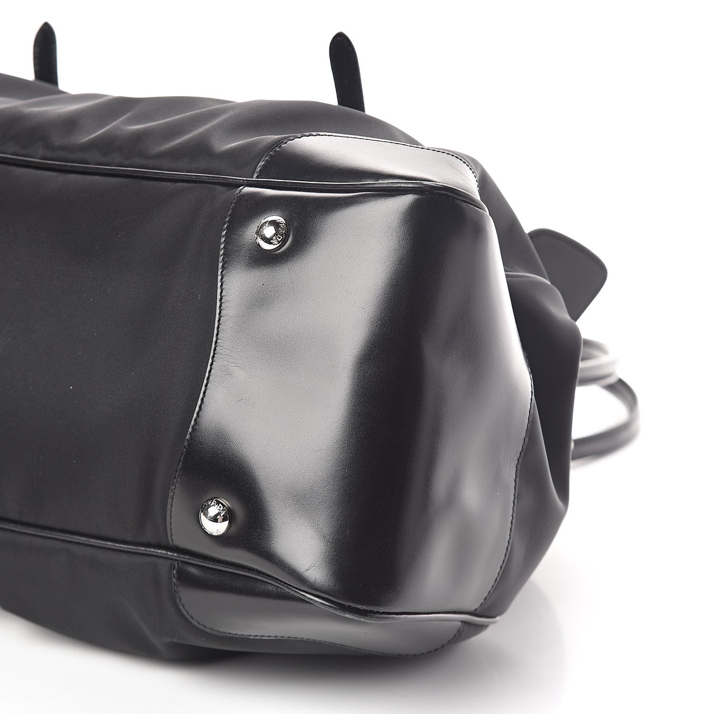 Tessuto Nylon Calfskin Frame Satchel Black