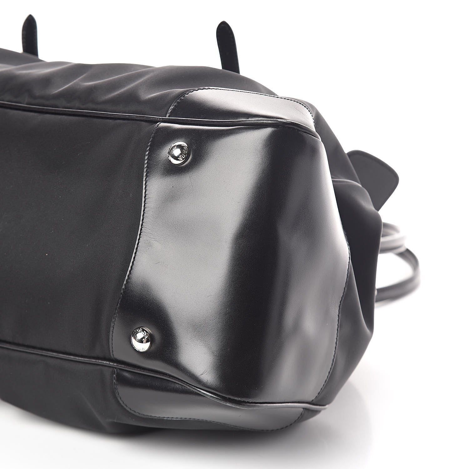 Prada Tessuto Nylon Calfskin Frame Satchel Black 9 of 9