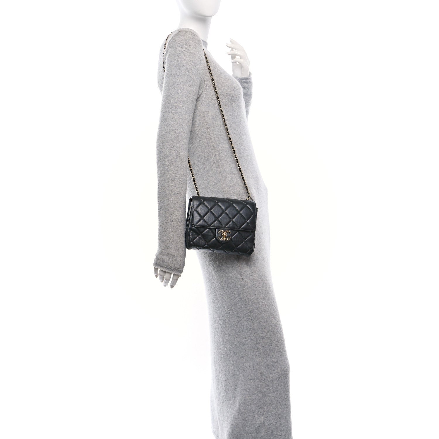 Chanel Lambskin Quilted Chanel Square Flap Black 2 of 11