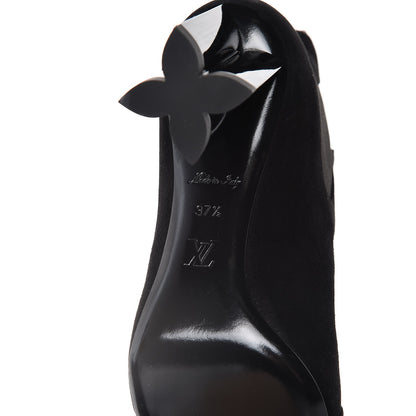 Louis Vuitton Suede Monogram Uniformes Cap Toe Chelsea 80mm Ankle Boots 37.5 Black 6 of 7