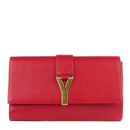 Saint Laurent Textured Calfskin Classic Y Clutch Red 1 of 7