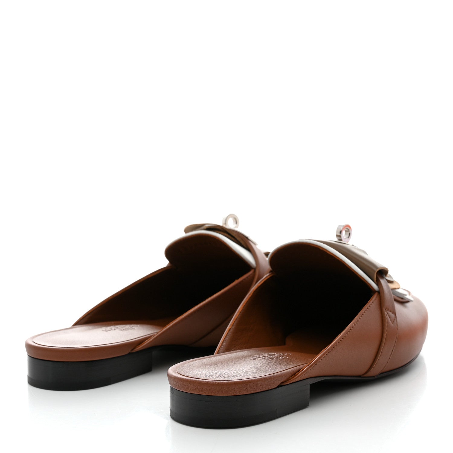 Hermes Calfskin Fringed Oz Mules 36 Gold White 4 of 9