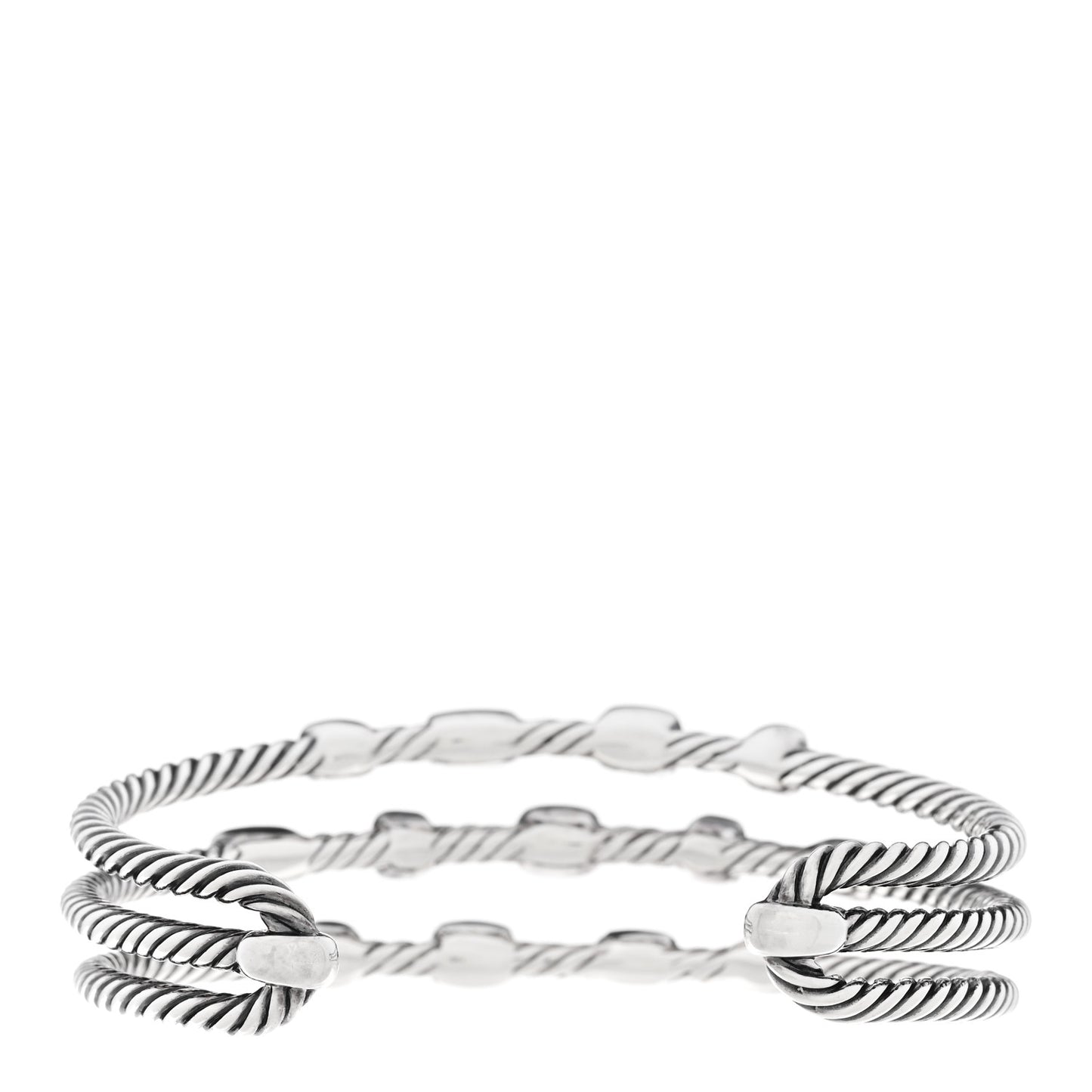 Sterling Silver Diamond Three Row Confetti Cuff Bracelet