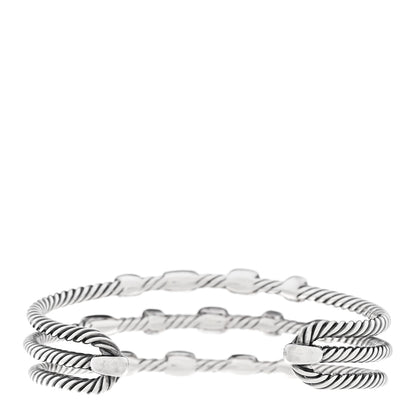 David Yurman Sterling Silver Diamond Three Row Confetti Cuff Bracelet 2 of 3