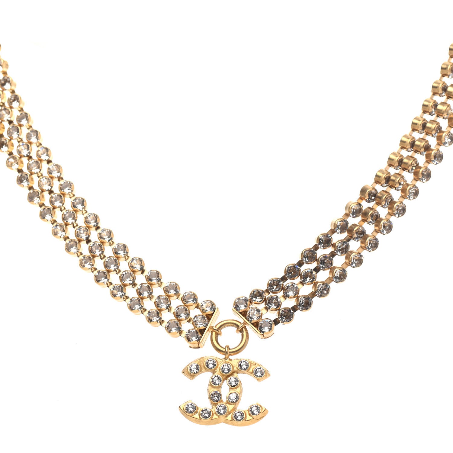 Chanel Crystal CC Choker Necklace Gold 1 of 4