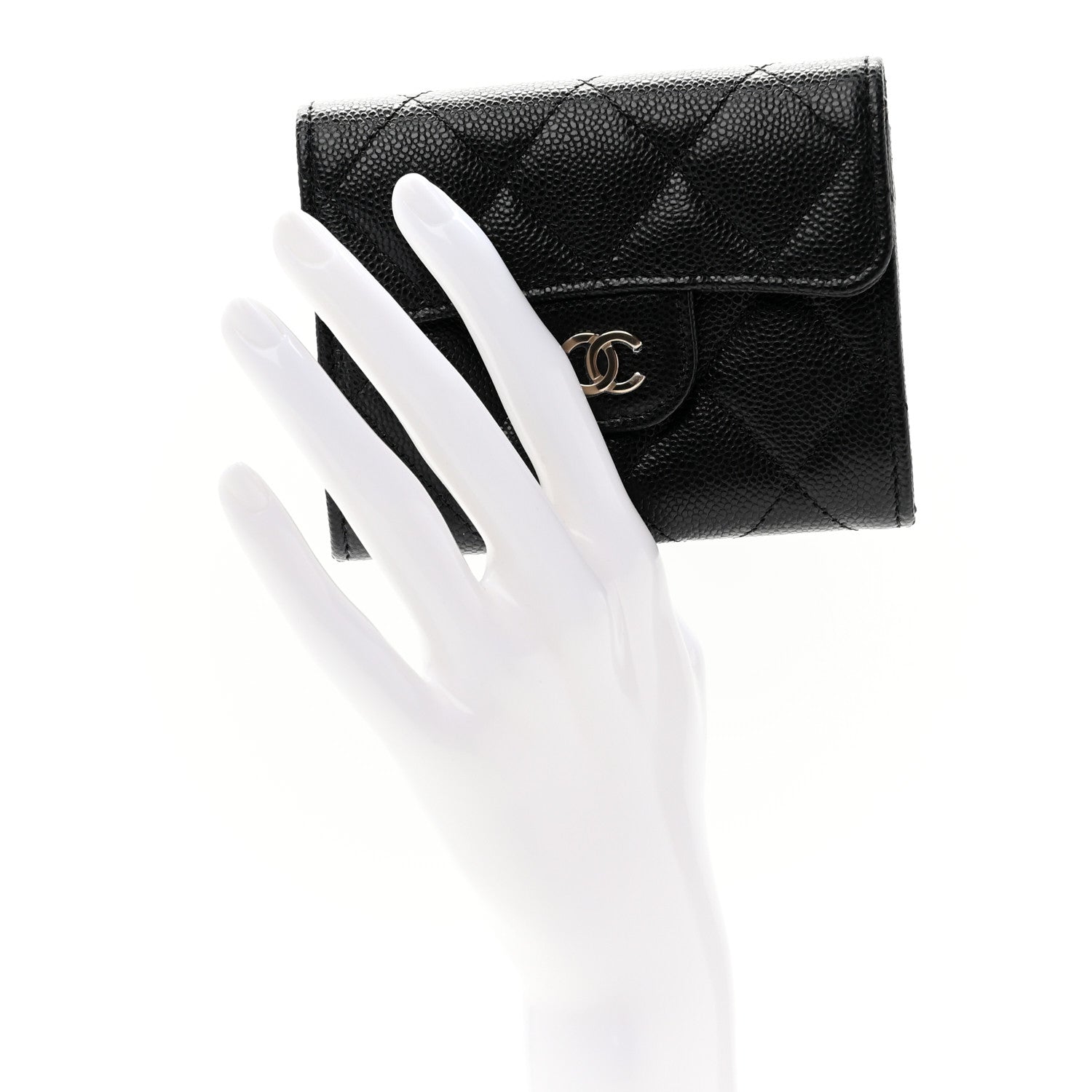 Chanel Caviar Quilted Flap Card Holder Wallet Black 2 of 9