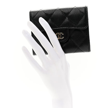 Chanel Caviar Quilted Flap Card Holder Wallet Black 2 of 9