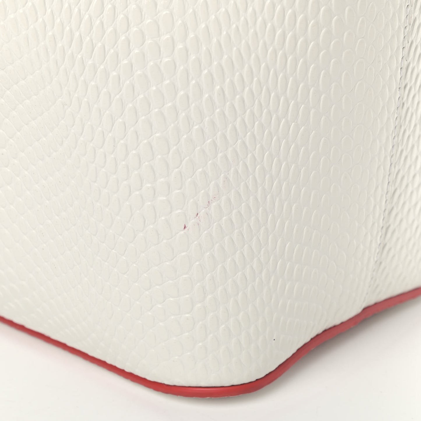 Calfskin Lizard Embossed Spikes East West Cabata Tote White