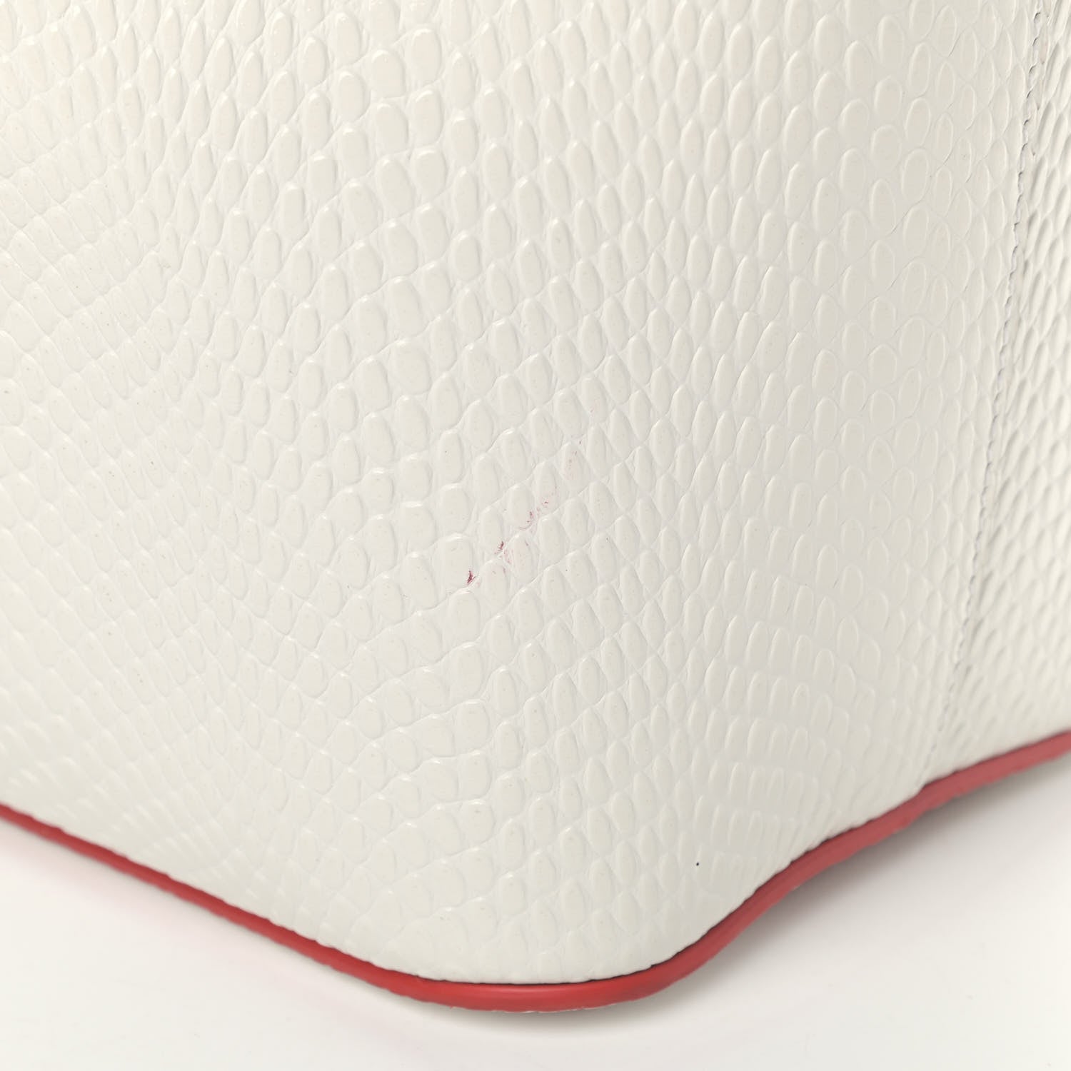 Christian Louboutin Calfskin Lizard Embossed Spikes East West Cabata Tote White 6 of 8
