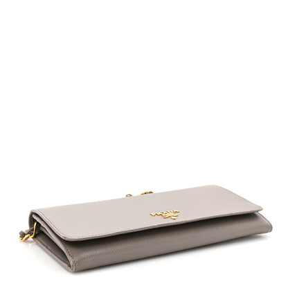 Prada Saffiano Metal Oro Chain Wallet Argilla 4 of 14