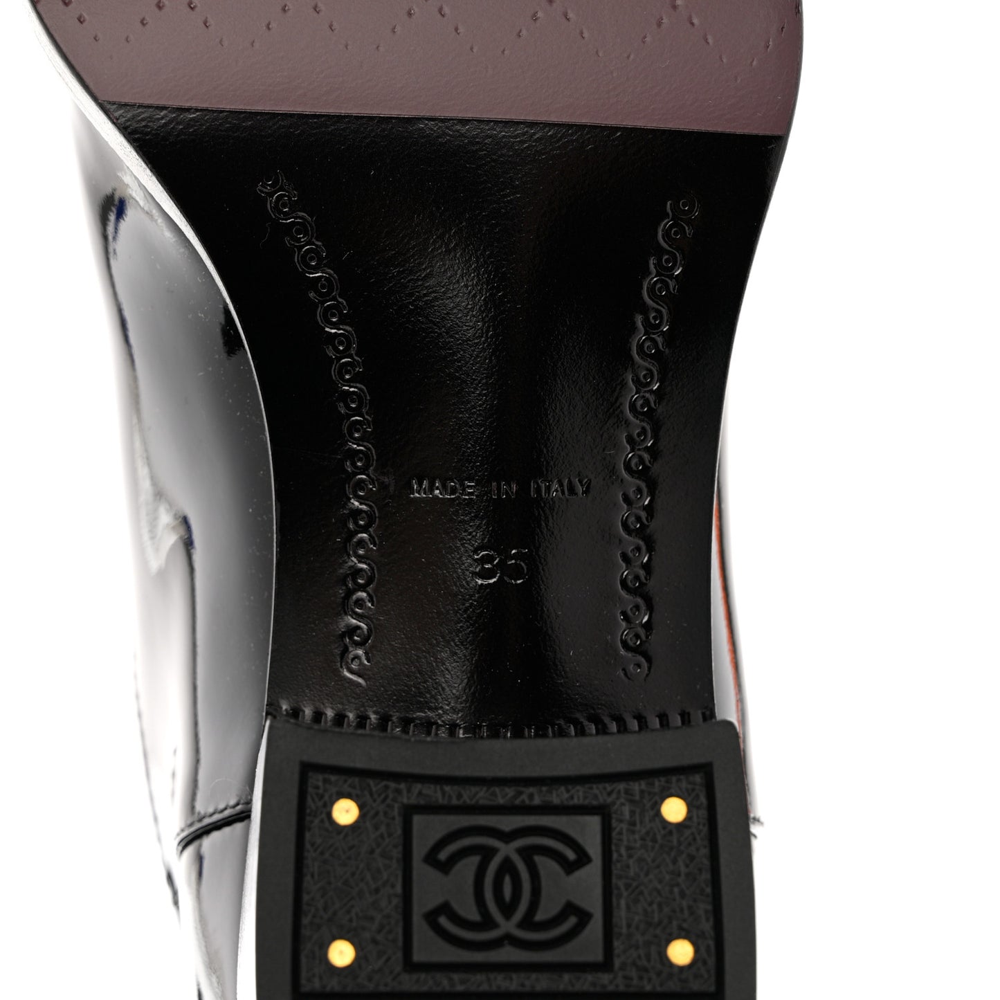 Patent CC Mid Calf Boots 35 Black
