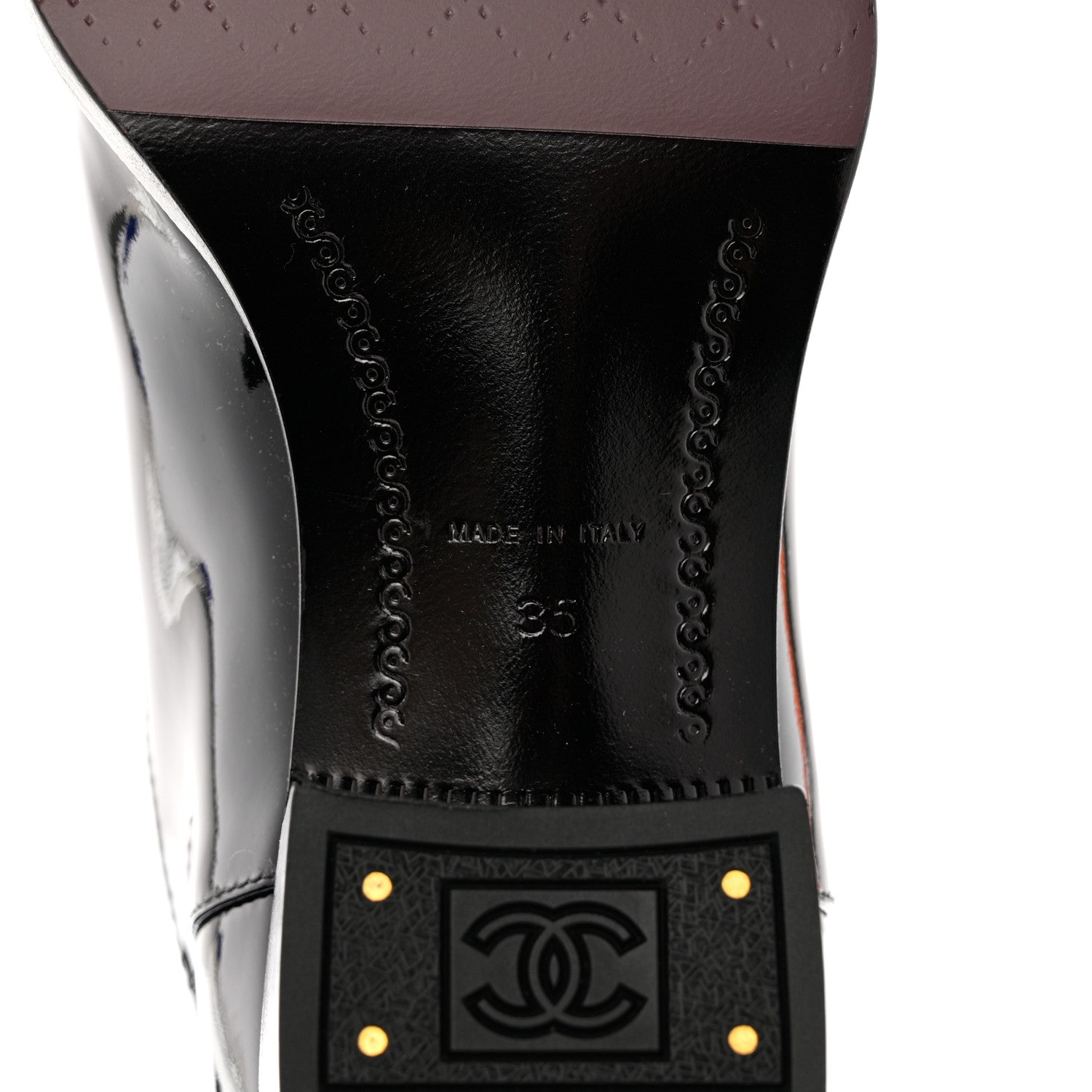 Chanel Patent CC Mid Calf Boots 35 Black 6 of 8