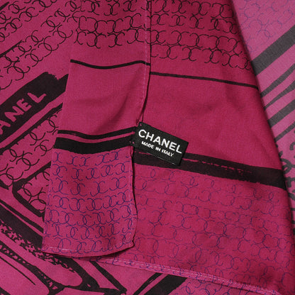 Chanel Silk CC Logo Scarf Pink Black 4 of 5