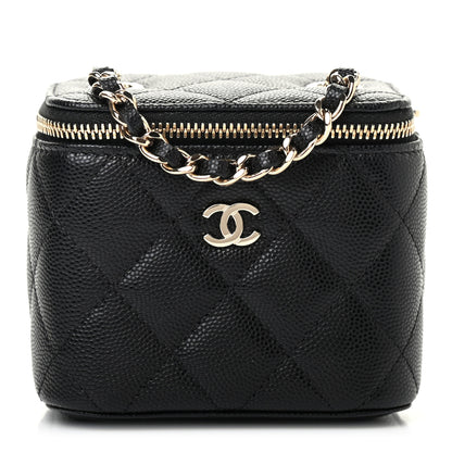 Chanel Caviar Quilted Mini Vanity Case With Chain Black 1 of 8